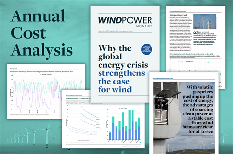 collage of Windpower Monthly 2022 cost analysis issue pages